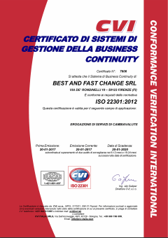 Sistema di gestione Business Continuity, ISO 22301:2012